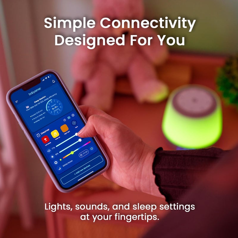 Babysense Dreamer 2.0 Baby Sound Machine with Night Light | 2nd Gen | 28 Soothing Sounds | Toddler Sleep Trainer | App-Controlled White Noise Machine | Sleep Timer | 2.4GHz WiFi | US Only - Image 4